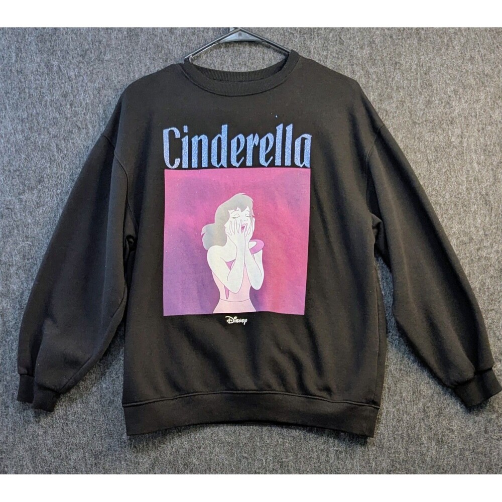 Disney Divided H&M Women's Size XS Cinderella Graphic Pullover Sweatshirt Black